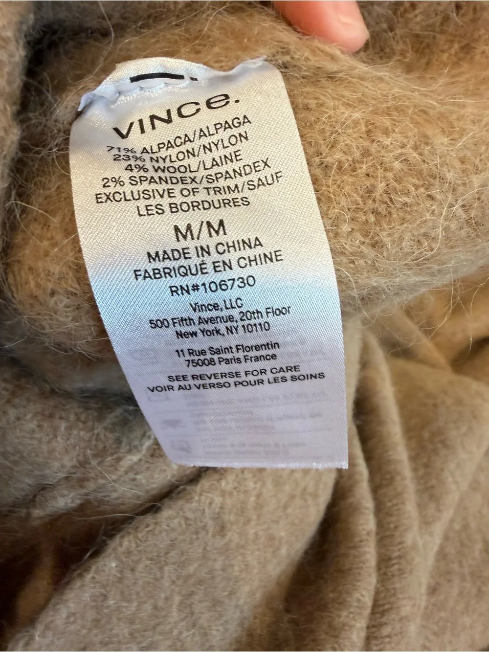 Vince alpaca blend sweater size M in Camel - Picture 4 of 4